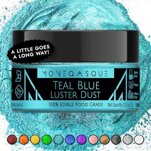 MONÉGASQUE Teal Blue Edible Glitter for Drinks 7g – Cocktail Glitter for Drinks - Drink Shimmer - Edible Drink Glitter - Teal Edible Lustre Dust for Cakes - Edible Glitter for Cakes - Cake Glitter