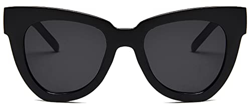 Dollger Sonnenbrille Damen Herren Retro Katzenaugen Übergroße Runde Sunglasses Vintage Cateye Sonnenbrille UV-Schutz Gläser Sun Glasses for Ladies,Schwarz