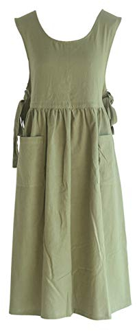 Premium Plus Size Schürze Verstellbare Taille Latzschürze, Weiche Baumwollmischung Schürze mit Taschen, Ideal für Küche,Garten,Backen,Entspannen,auch als Geschenk für Ihre Mutter oder Frau (L,Grün)