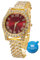 Halukakah Diamanten Gold Uhr, Kinder 18K Echtes Gold Plattiert 36MM Breite Rot Zifferblatt Quarz Armband 20cm,Kostenlose Geschenkbox