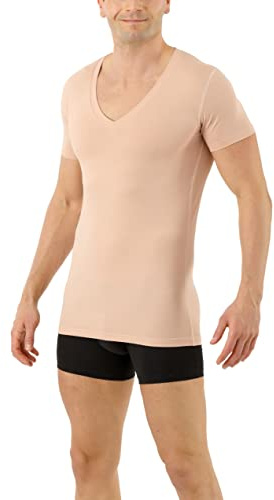 ALBERT KREUZ Herren Funktionsunterhemd atmungsaktiv Deep-V Kurzarm Beige XXL