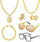 PLULON 8-teiliges 90er-Jahre-Hip-Hop-Kostüm-Set, 80er-Jahre-Hip-Hop-Sonnenbrille und goldene Ringe für Männer, Frauen, Rapper, Kostüm, Karnevalszubehör, 80er-Jahre-Kostüme für Frauen und Männer