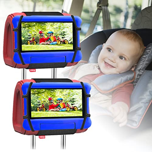 Hikig Lot de 2 Supports de Fixation pour appuie-tête de Tablette pour Enfants sur siège arrière, en Silicone pour Toutes Les tablettes de 3,5 à 12,9 Pouces, téléphones Portables