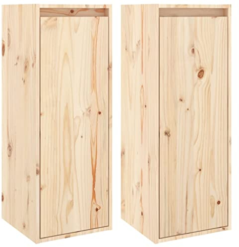 vidaXL 2X Wandschrank Hängeschrank TV Schrank Holzschrank TV Möbel Regal Aufbewahrung Wohnzimmer Bücherschrank 30x30x80cm Massivholz Kiefer