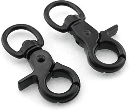 DGHAOP 2pcs Snap Hook Zinc Alloy 60mm Black Key Chain Door Lock Pets Cage Hook Belt Clip for Any Suitable Cage, Dog Traction Rope