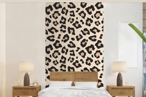 Selbstklebend Tapete Wandpapier Wandaufkleber Fototapete Tapeten Wanddeko 120x240 cm Weiß - Rosa - Leopardenmuster