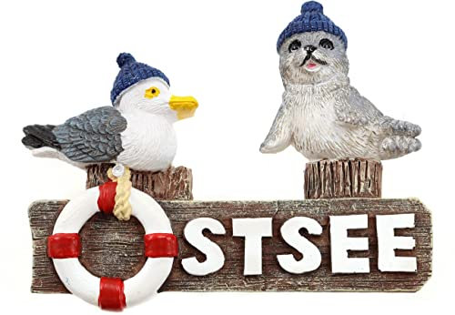 Ostsee Magnet Möwe Rettungsring Seehund Holzpfahl Poly Souvenir Germany