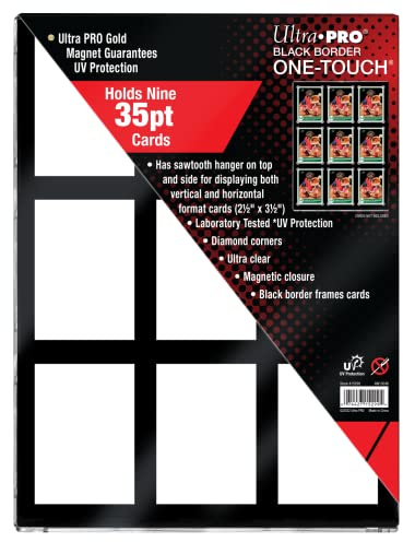 Ultra PRO – ONE-Touch 9-Karten-Vitrine mit schwarzem Rand, zum Präsentieren und Schützen (Standardgröße) Für bewertete Baseballkarten, Fußballkarten, mit Magnetverschluss und UV-beständig