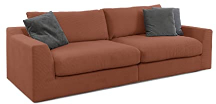 CAVADORE Big Sofa Fiona / Megasofa in Cord mit tiefen Sitzflächen und weicher Polsterung / Cordsofa / 276 x 90 x 109 / Cordstoff Kupfer