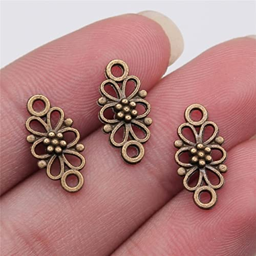 VRUESH 50 STK. Blumenstecker Stecker DIY Erkenntnisse Zubehör Charms Antik Silber Farbe 16x8mm