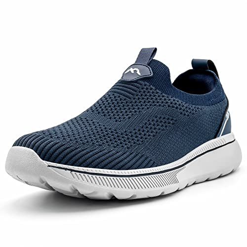 ODCKOI Schuhe Herren Sneaker Ohne Schnuersenkel Slip-on Schuhe Mesh Atmungsaktiv Leicht Laufschuhe Casual Sportschuhe Bequem Turnschuhe Leichtgewichts Outdoor Joggingschuhe Dunkelblau 45