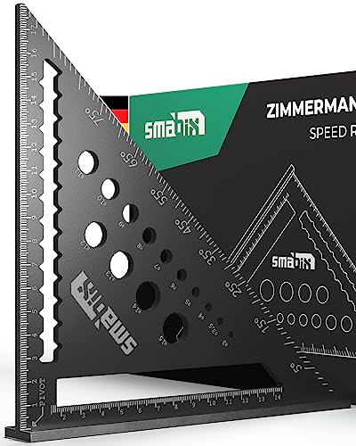 Smabix® Zimmermannswinkel [UNZERSTÖRBAR] – 180mm Aluminium Schreinerwinkel, 90 und 45 Grad Anschlagwinkel, inkl. Videoanleitung, Metrisches System