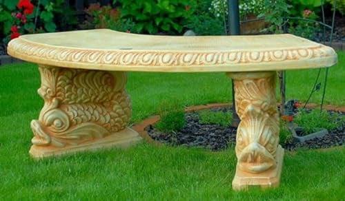 Casa Padrino Stein Gartenbank Sandfarben/Beige 156 x 46 x H. 49 cm - Gebogene Garten Sitzbank im orientalischen Stil - Stein Garten Bank - Garten Möbel im orientalischen Stil