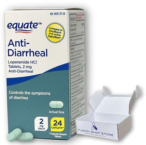 Loperamide for Diarrhea 2 mg- Active Ingredient Hydrochloride 2 mg 24 Caplets (Pack of 1), Boxed by Fusion Shop Store