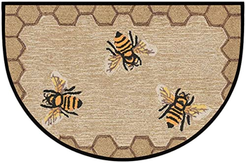 Half Round Door Mat Bee Happy Door Outdoor Entrance,for Outside Entry 18x30 in Wear Resistant Semi Circle Floor Mats Area Rugs for Kitchen