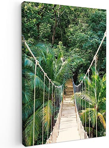 MuchoWow© Quadro su Tela 40x60 cm Stampe da Parete Quadri Camera da Letto Dipinto Arredamento Casa Giungla - Palma - Ponte - Natura - Piante
