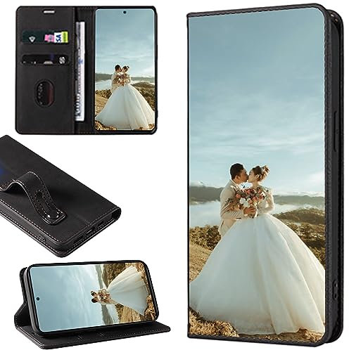 ZYLLER Personalisierte Hülle für Samsung Galaxy S10 Plus,Flip Leder Hülle Kartenfach Standfunktion Case,mit Eigenem Foto Bild Text Personalisiert Case,für Galaxy S10 Plus Handyhülle
