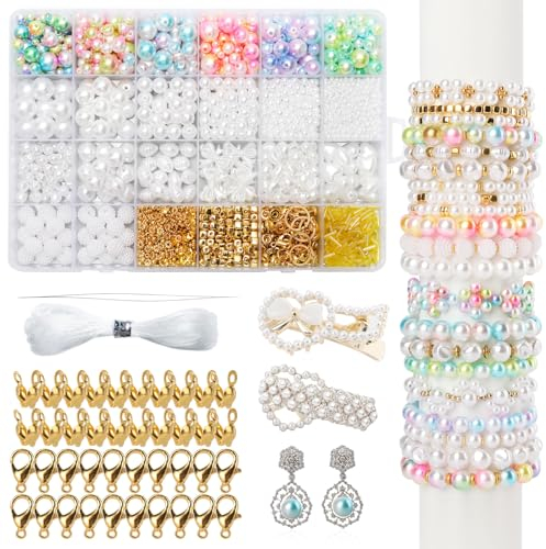 Perlen für Armbänder Bunte Weisse Perlen für Ketten Erwachsene 2500 Stück Aesthetic Zum Basteln Armband Set Diy Schmuck Set Erwachsene Clean Girl Schmuck Mystery Box Schmuck für Feiertage Partys usw