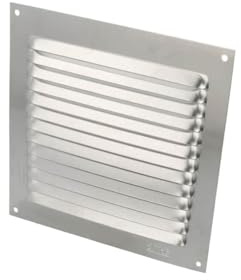 Aluminium Lüftungsgitter Kamin Belüftung Abluftgitter Innen - Außenentlüftungsabdeckung Lüftungsblech Abdeckung Lamellengitter Weiß oder Silber (Silber, 150mm x 150mm)