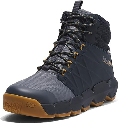 Timberland PRO Men's Morphix 6 Inch Composite Safety Toe Waterproof Industrial Casual Sneaker Boot, Grey/Navy-2024 New, 10.5