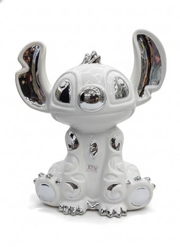 Biznest Bling Crushed Diamond Silver Stitch Ceramic Sparkly Shelf Sitter Ornament Home Decor Best Gift (White Silver)