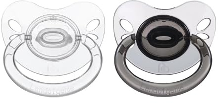 Landofgenie Schnuller Erwachsenengröße Transparentes Schmetterlingsmodell Großes Saugerschild 2 Paci Pack - chwarz und weiß