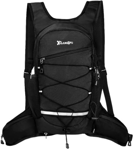 Flintronic Lightweight Breathable Bike Backpack, 8L Waterproof Breathable Cycling Bicycle Rucksack, Hydration Backpack, Reflective Bag, Foldable Running Daypack for Cycling, Jogging, Hiking-Black