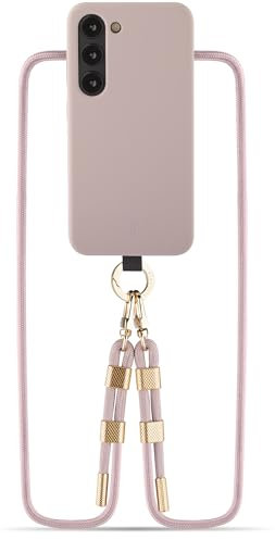 Just Elegance TPU 2024 Handyhülle mit Band kompatibel mit Samsung S23 (Rosa/Rose Breath)