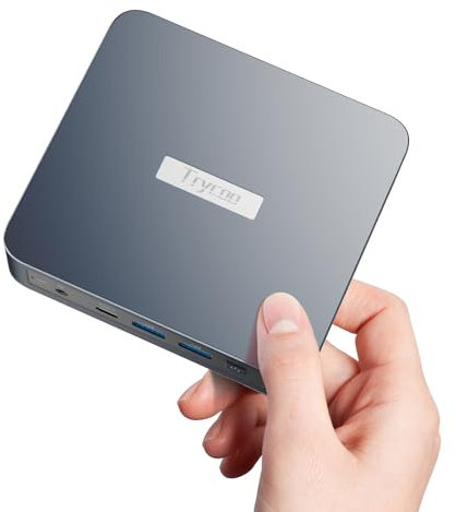 Trycoo Mini PC 12th N95, 16GB DDR4 512GB SSD, WI6 Alder Lake N95 Desktop Mini Computer con Type-C, Dual HD, RJ45 LAN Ethernet, 4K Triple Display, WiFi5, BT4.2