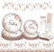 YIMAKJ Babyparty Deko Junge Mädchen Partygeschirr Set, Baby Shower Deko Mit Papier Teller Becher Servietten Strohhalme Banner Tischtücher Für Babyshowerparty Deko,Baby Shower Geburtstag (20 Gäste)
