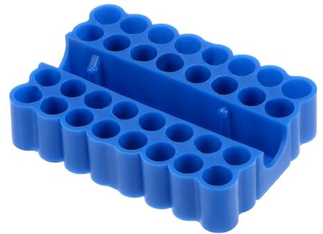 sourcing map Plastic Hex Shank Screwdriver Bit Holder Organizer 32 Holes 1/4 Inch Plastic Drill Bits Storage Case for Any 1/4 Hex Shank Metal Driver Bits Use, Blue