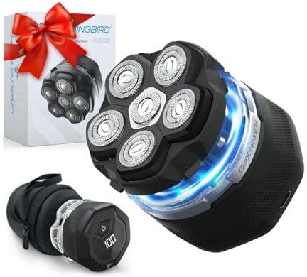 HUMMINGBIRD™ Rasoio da testa per uomini calvi MK3, testina staccabile, rasoio elettrico a secco/umido, rasoi rotativi per testa calva da uomo, impermeabile, senza fili, ricaricabile USB-C, con