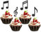 Musiknoten Ausschnitte Tortendeko, 36 Stück Cupcake-Topper mit Musiknoten, Noten Deko, Musik Party Dekorationen, Glitzer Schwarz Kuchen Deko, Musical Symbol Cupcake Toppers für Rock, Musikpartys