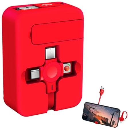 4 In 1 Multi Charger Cable - Fast Charging, Data Line, Storage Box, Compatible with Lightning/Type C/USB, PAD Phone