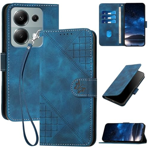 Handyhülle für Xiaomi Redmi Note 13 Pro 4G / Poco M6 Pro Hülle Klapphülle Premium Lederhülle Geldbörse [Kartenfächer] Klappbar Flip Schutzhülle Wallet Case [Magnetverschluss] [Standfunktion] -Blau