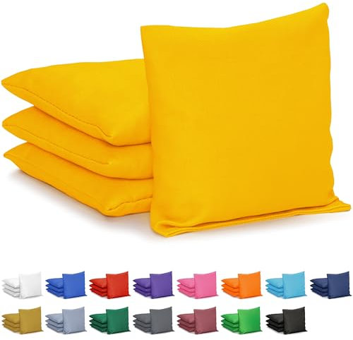 GoSports Cornhole Sitzsäcke 4er Set - Verordnung Allwetter - Classic Yellow