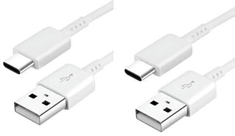 TEQY Cable USB C, 2 Unidades de 120 cm para Samsung Galaxy Serie S, Note, Fold, Flip y Tab, Blanco
