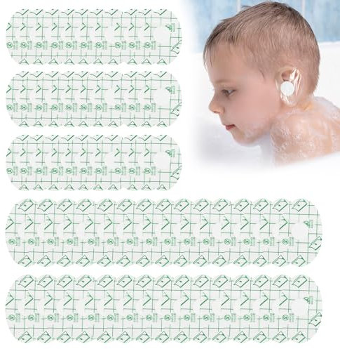 60 Pièces Protège-Oreilles Transparents pour Douche Autocollant Anti-Usure, Autocollants Imperméables pour Oreilles de Bébé, Cache-Oreilles Transparents, 2 tailles