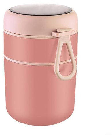 Lonchera apilable de acero inoxidable, taza de sopa aislada a prueba de fugas, de larga duración, fácil de mantener (rosa, 710 ml)