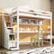 FEZTOY Hochbett mit Bücherregal und Stauraumtreppe für Kinder, Kinderbett mit Schreibtisch, inklusive Lattenrost, 90x200cm, Bettgestell, für Jungen und Mädchen, Weiß