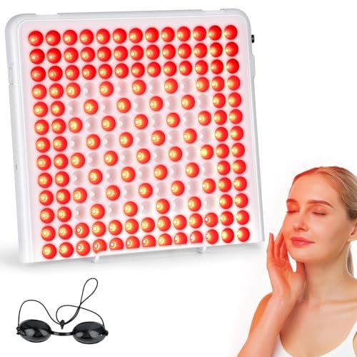 Rotlichtlampe, Unegnel Infrarotlampe Combo 660nm und 850nm, 169 LEDs Rotlichtlampe Gesicht mit Ständer, Timer, Rotlicht Panel für Gesicht, Hals, Körper, Muskel, Rücken
