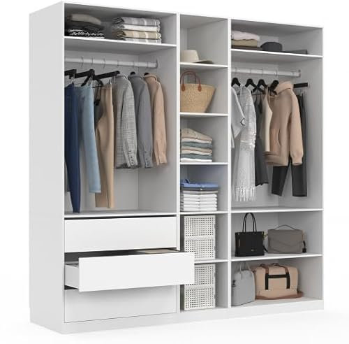 IDMarket - Umkleideraum Taylor 200 x 55 x 200 cm 3 Module mit Schränken + Einlegeböden + Schubladen weiß