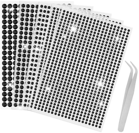 Sularpek 2542 Pcs Gem Stickers, 5 Self Adhesive Gems, Rhinestone Stickers, Acrylic Crystal Gems Sheets for Craft DIY Nail Facial Nail Makeup Decoration, with Pick Up Tweezer(3/4/5/6mm)