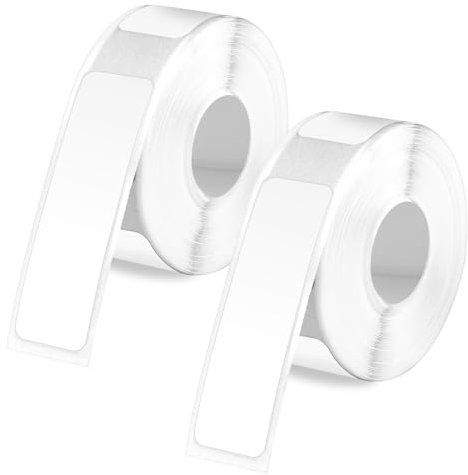 2stk Rollen Etikettenband für Phomemo D30, 40x14mm Selbstklebendes Etikettenband Wasserdichte Thermopapier-Aufkleber Thermoetiketten für Büro Zuhause Schule (Weiß)