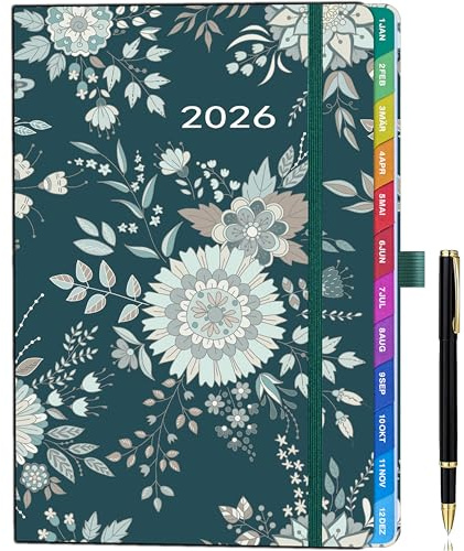 Kalender 2026 A5 – Terminplaner 2026 & Buchkalender 2026, Jan.–Dez. 2026, Mit Stift, Deutsche Feiertage, Hardcover, Mit Notizen- und Kontaktseiten, Dunkelgrau