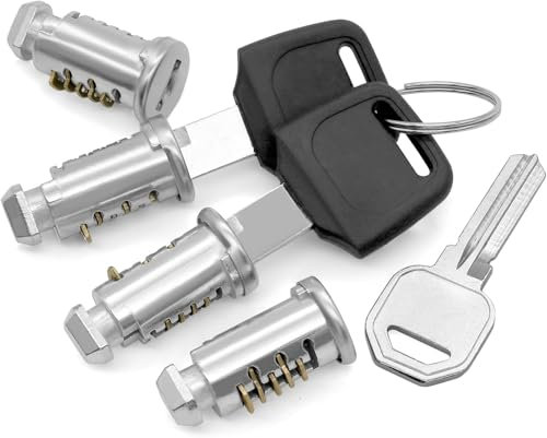 Schlosskerne für Thule 4 Stück, Thule Schlüssel Nachbestellen Enthält 4 Schließzylinder, 4 Schlüssel und 1 Kontrollschlüssel, für Fahrrad-Dachträgerschlösser, Dachlastschloss, Gepäckträgerschloss