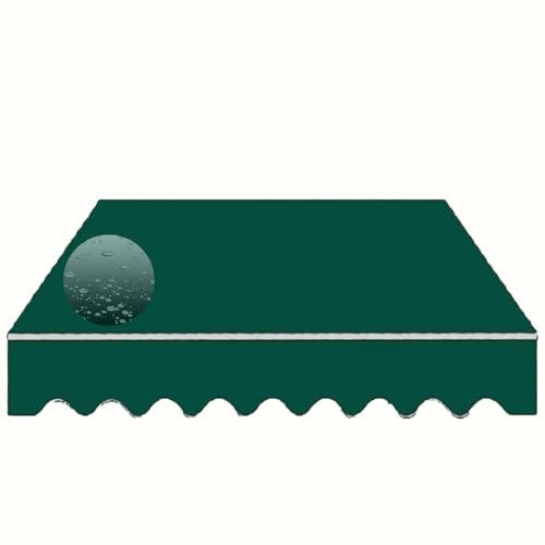 Markisen Ersatzstoff Für Gelenkarmmarkise Modernes Sonnendach Für Terrasse, Balkon & Garten, Wasserdichtes Polyester Markisentuch Mit Volant Wetterfest(Green,L 16.5 x W 11.5 ft)
