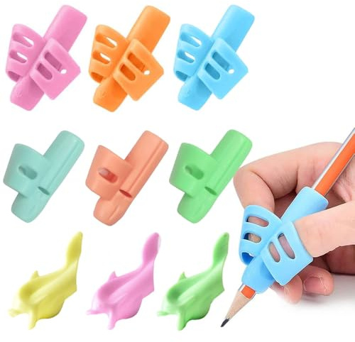 Belegao Pencil Grips for Kids 9PCS 3 Steps Soft Rubber Handwriting Aid Grip | Pencil Holder, Finger Posture Correction, Multicolour, Writing Tool for Todders Children Students Preschoolers Training