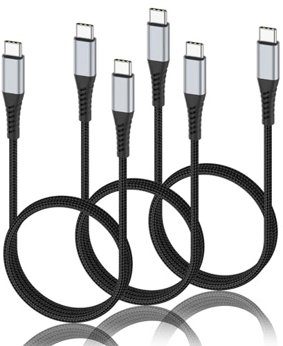 PEAKLIFT USB C to USB C Cable [1M, 3Pack], 60W 3A PD Fast Charging USBC to USBC Cable Braided Type C to Type C Charger Cord for iPhone 17 16 15, Galaxy S25 S24 S23, Macbook Pro/Air, Pixel