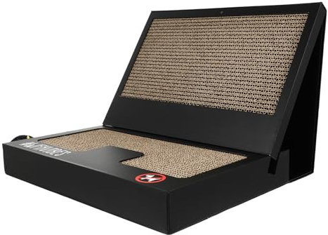 Faltbares Katzenkratzbrett in Laptopform mit Spielstick, 1 Satz | Well Balanced Konstruktion, Abriebfestes Wellpapier, Schwarz, für Zuhause und Katzen